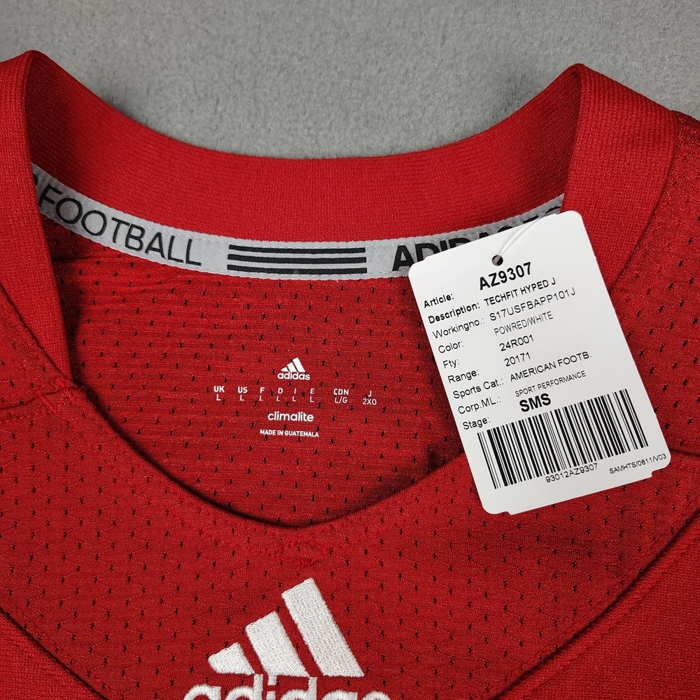 Adidas Techfit Football Jersey Men Large Red Compression Hyped Athletic Fit New - Picture 3 of 8